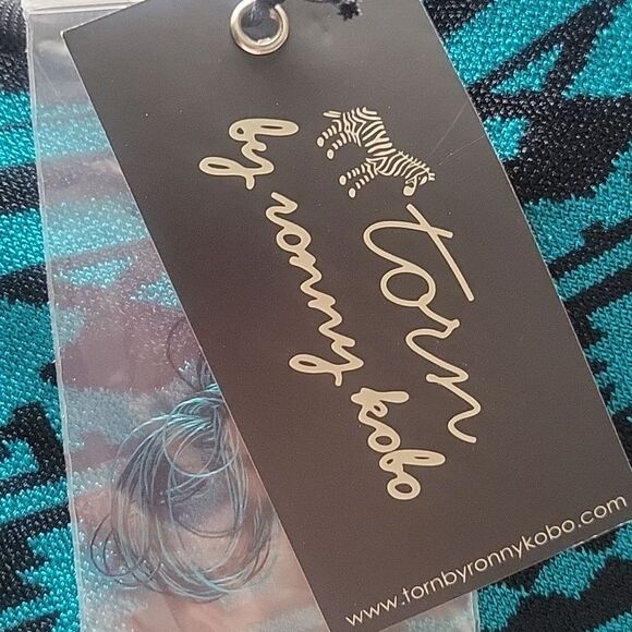 NWT Torn Ronny Kobo XS Amelie Maxi Bodycon Dress Teal fitted Stretchy Sexy Boho - Picture 9 of 12